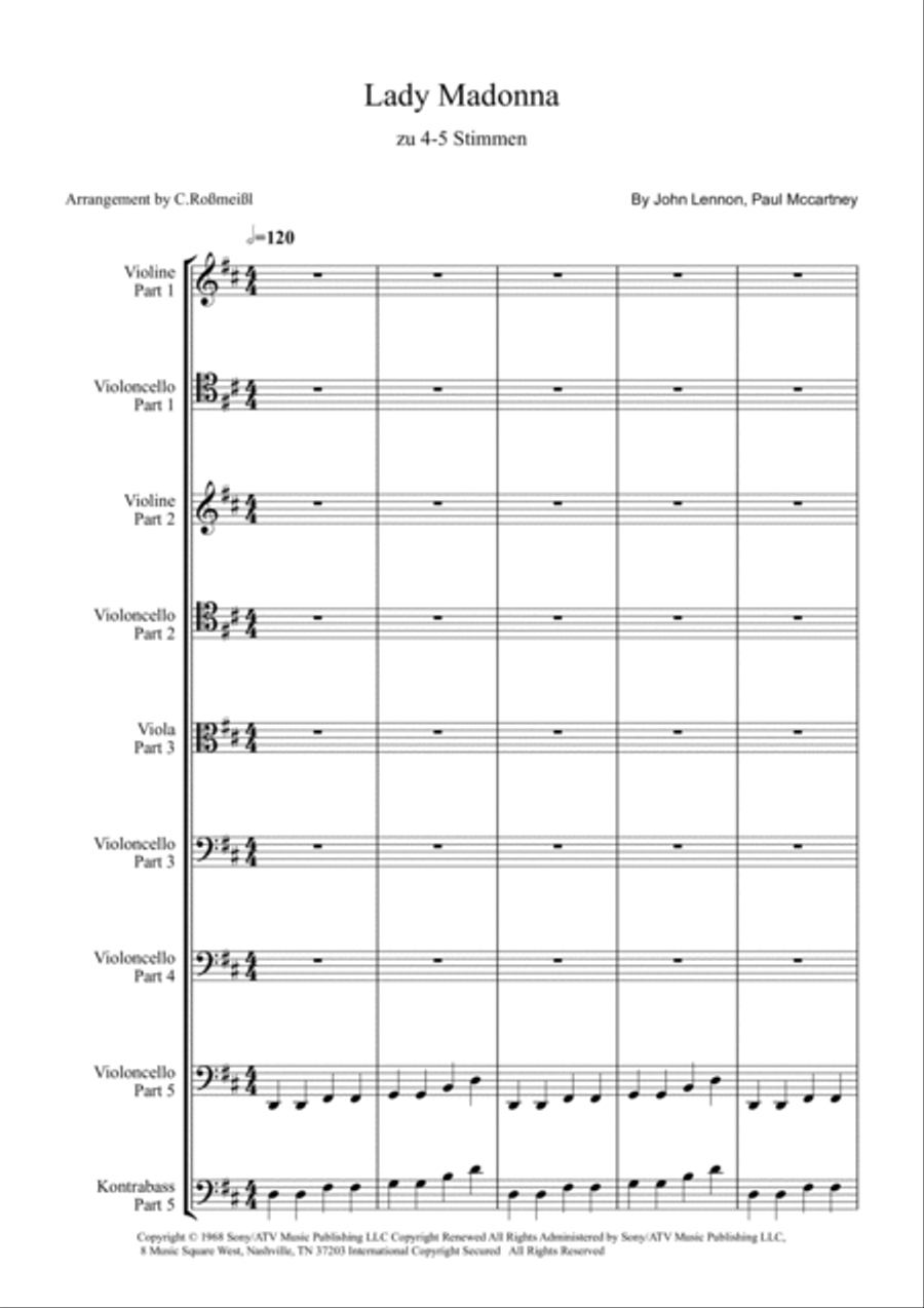 Lady Madonna String Quartet scores gallery preview page 2