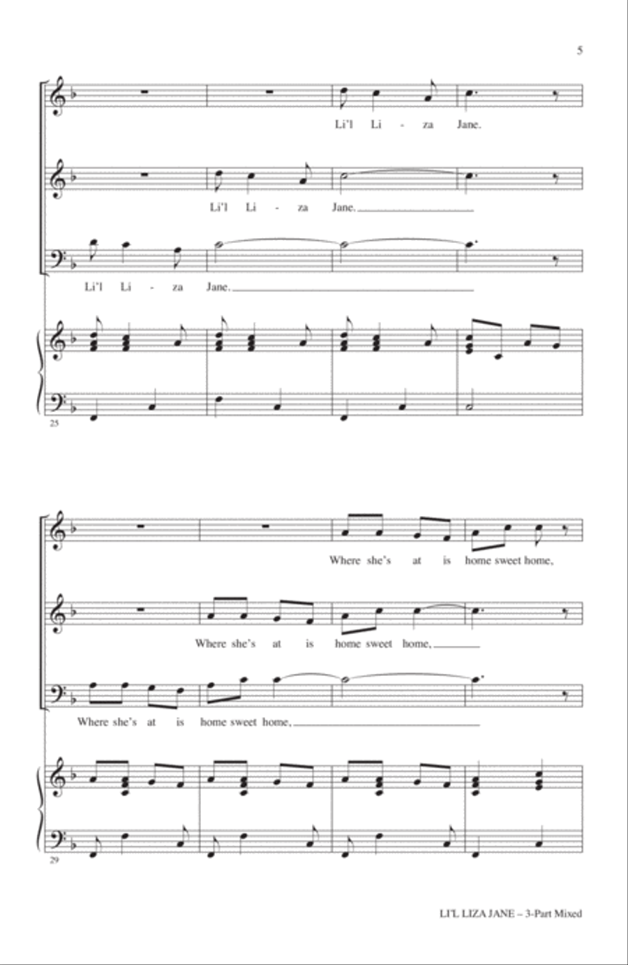 Li'l Liza Jane (Go Li'l Liza) 3-Part scores gallery preview page 4