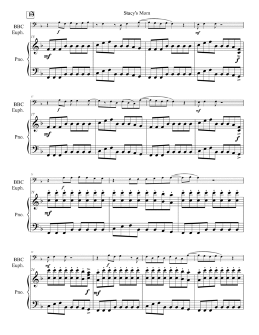 Stacy's Mom Euphonium scores gallery preview page 3