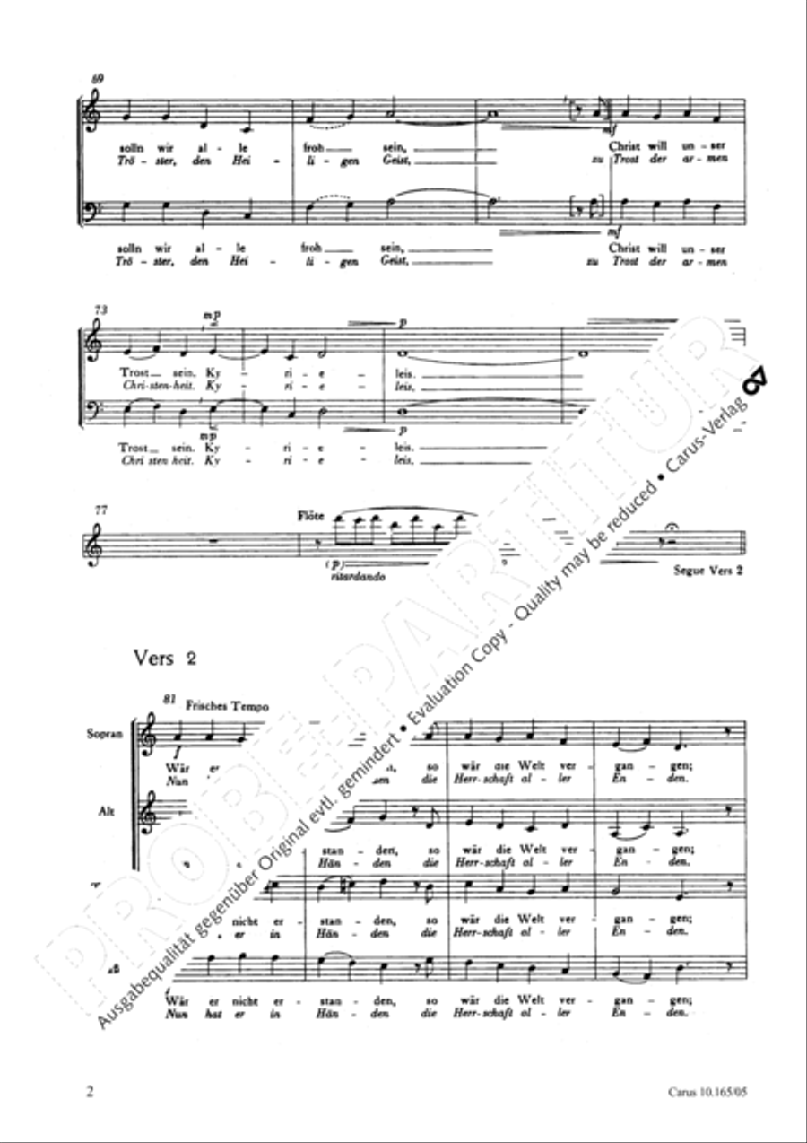 Christ is arisen (Christ ist erstanden) 4-Part scores gallery preview page 3