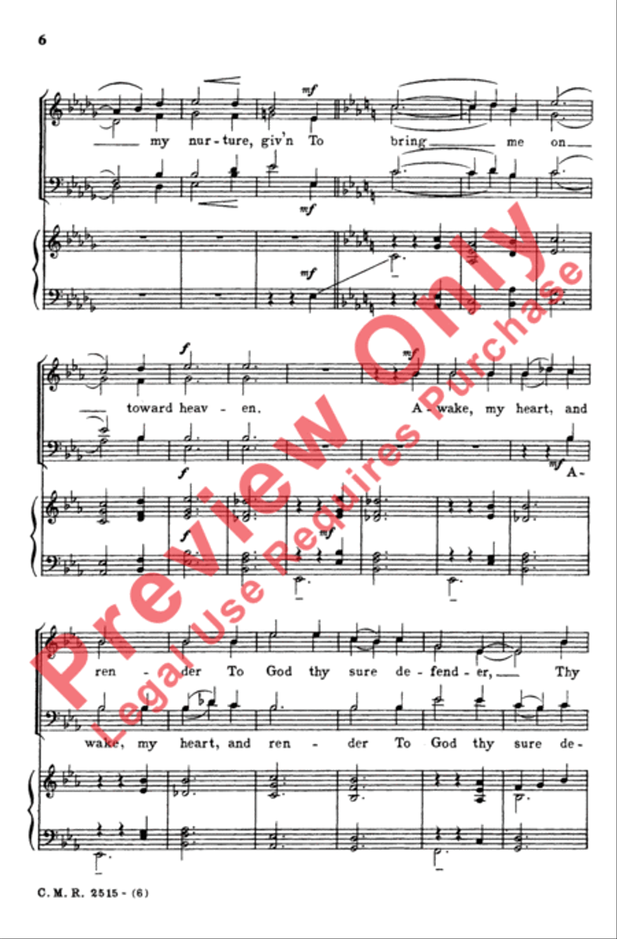 Awake, My Heart 4-Part scores gallery preview page 6