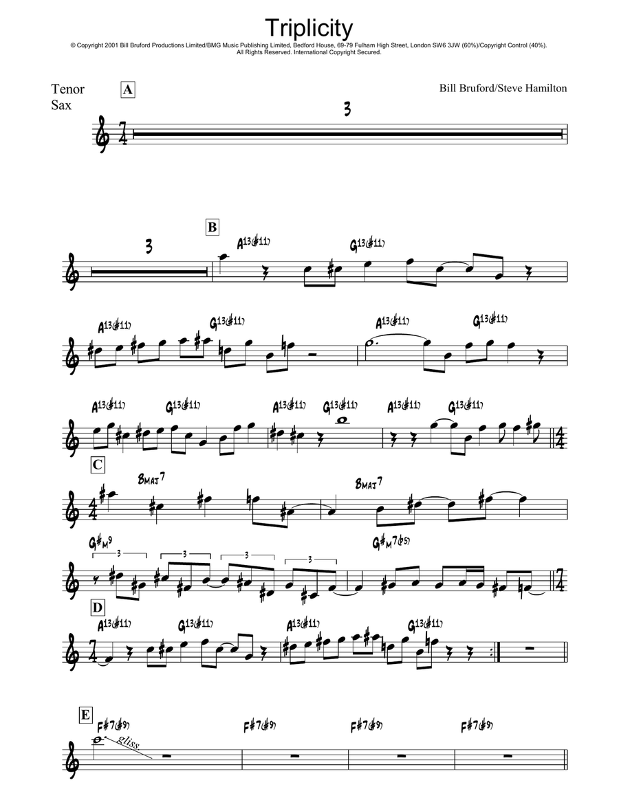 Triplicity Triplicity Tenor Saxophone scores gallery preview page 1