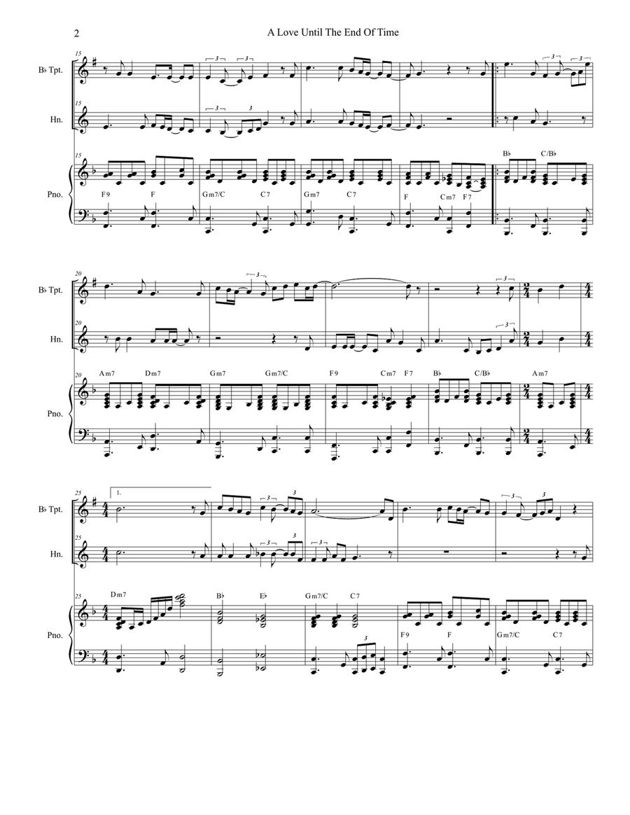 A Love Until The End Of Time Brass Duet scores gallery preview page 2
