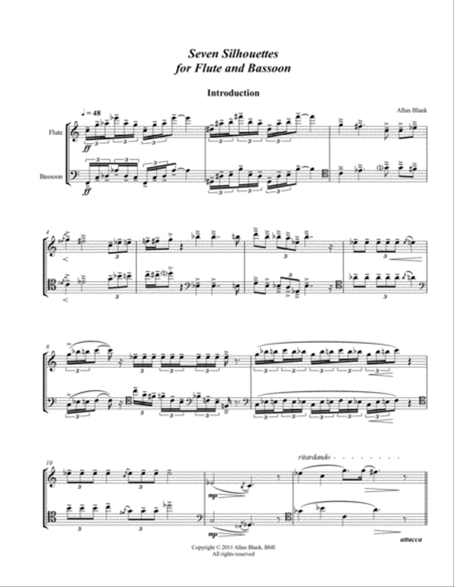 [Blank] Seven Silhouettes for Flute and Bassoon Woodwind Duet scores gallery preview page 3