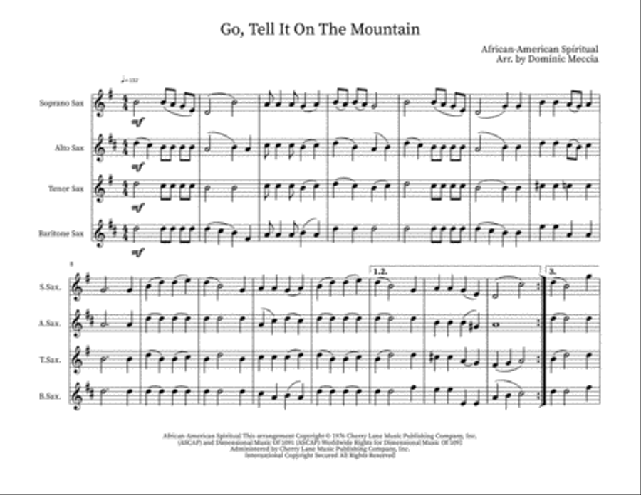Go Tell It On The Mountain Woodwind Quartet scores gallery preview page 1