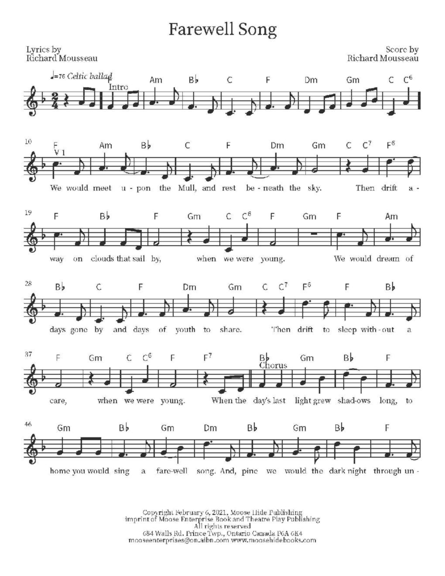 Farewell Song Farewell Song Piano scores gallery preview page 1