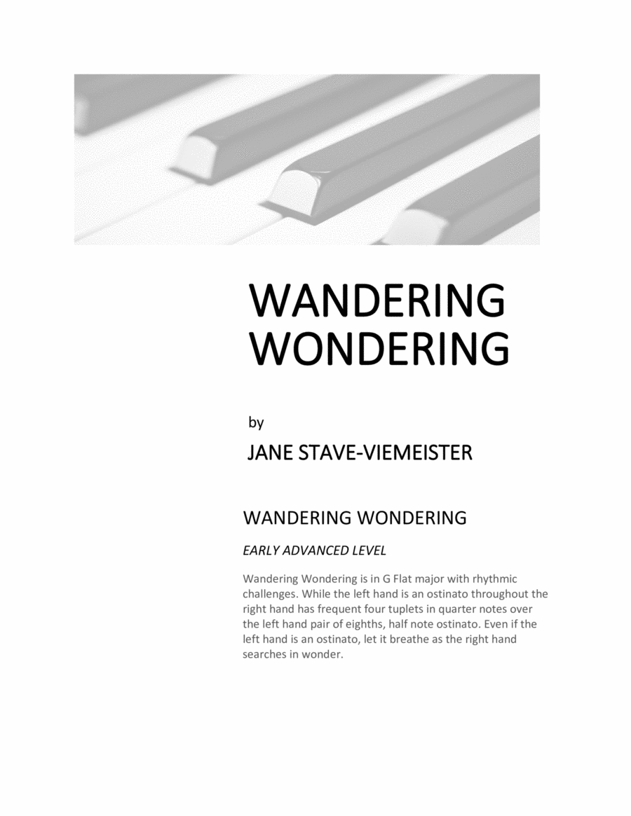 Wandering Wondering Piano Solo scores gallery preview page 1