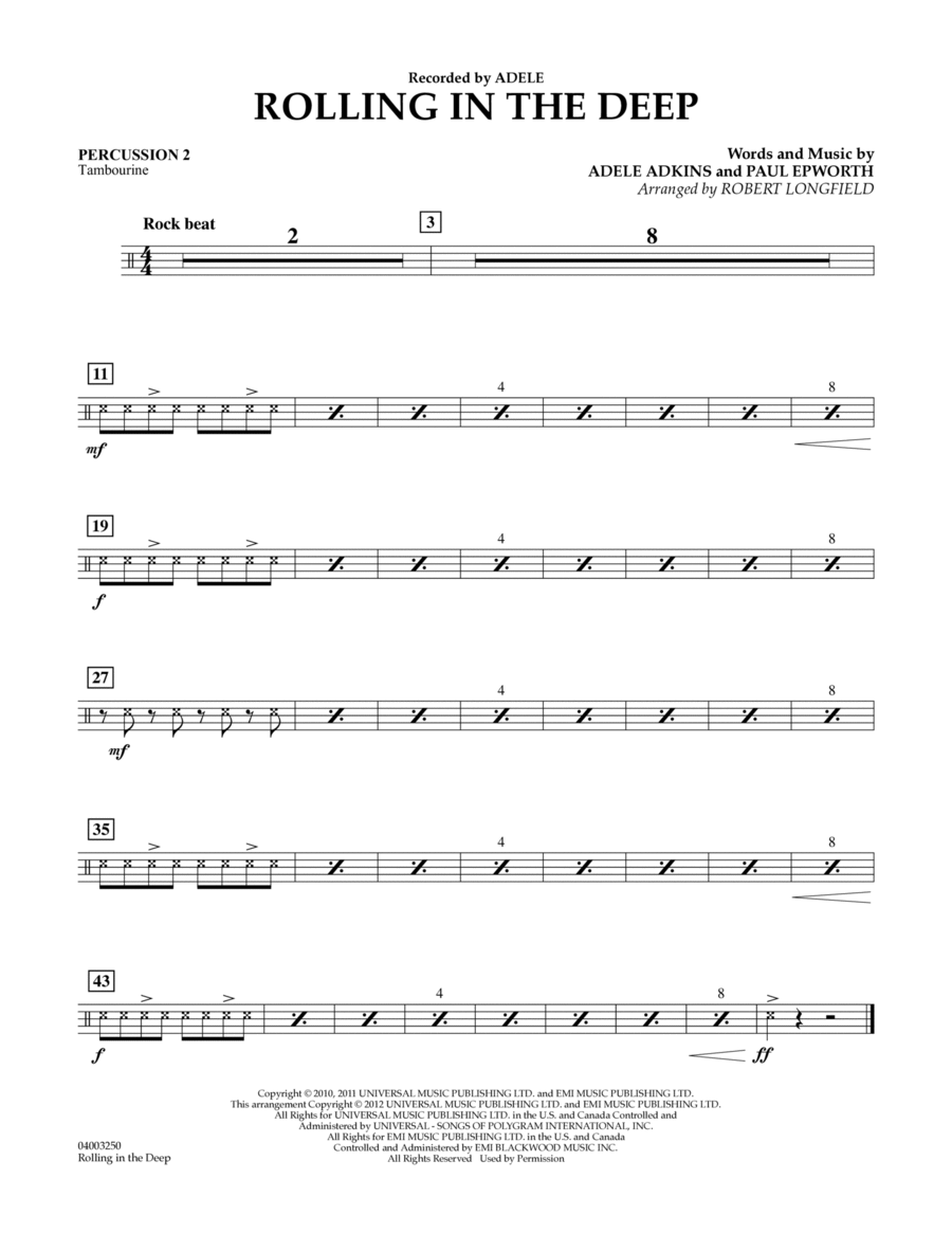 Rolling in the Deep - Percussion 2 Concert Band scores gallery preview page 1