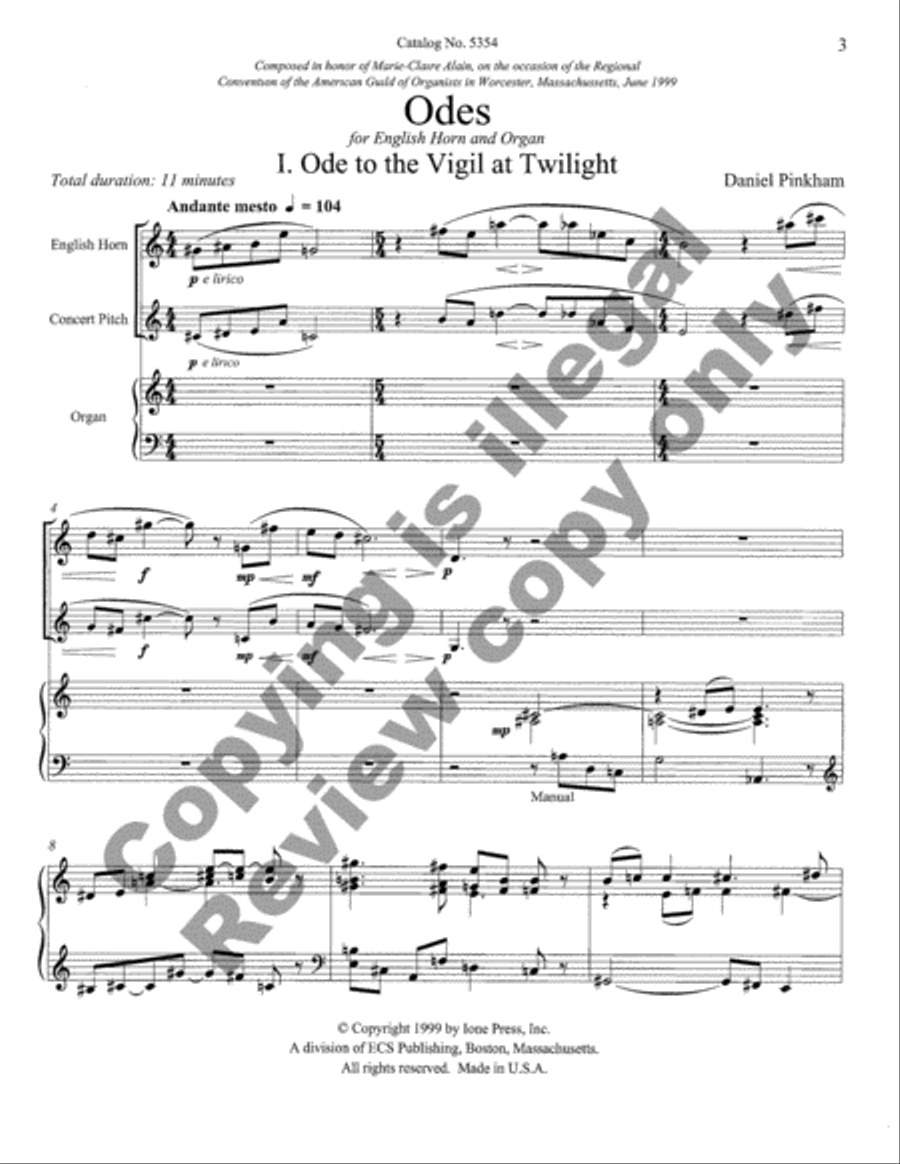 Odes English Horn scores gallery preview page 11