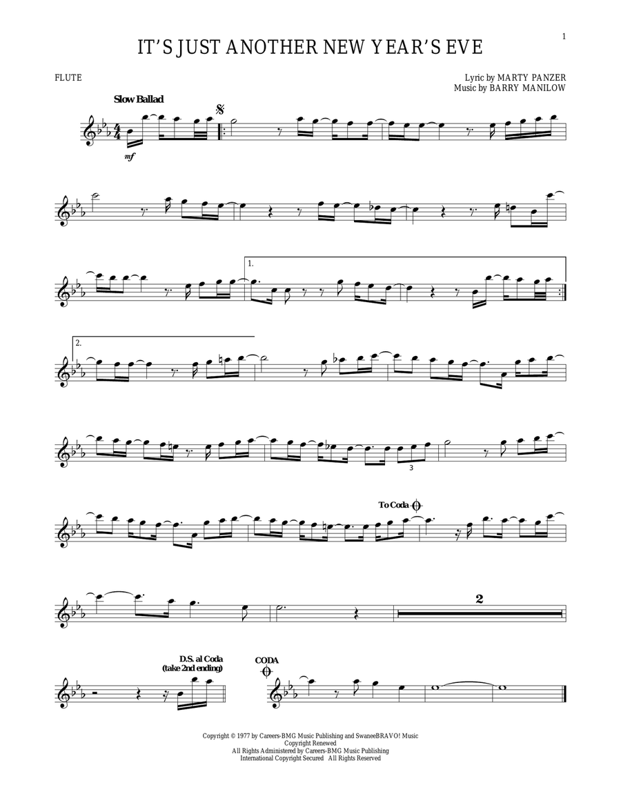 It's Just Another New Year's Eve Flute Solo scores gallery preview page 1