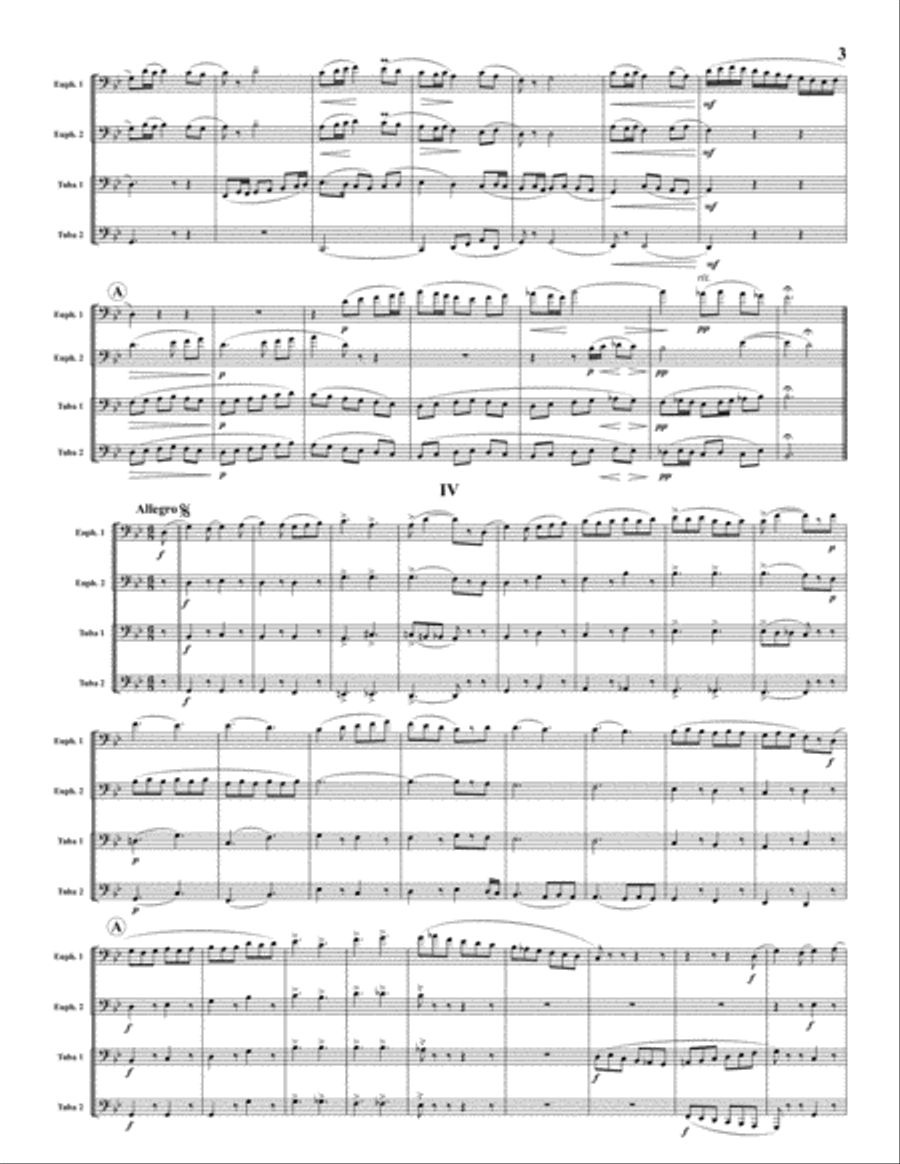 Four Pieces for Tuba Quartet EETT scores gallery preview page 3