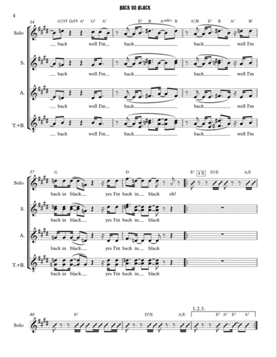 Back In Black 4-Part scores gallery preview page 4