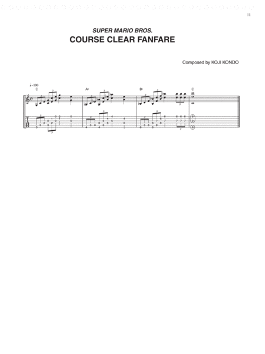 Super Mario Bros. Course Clear Fanfare Electric Guitar scores gallery preview page 1