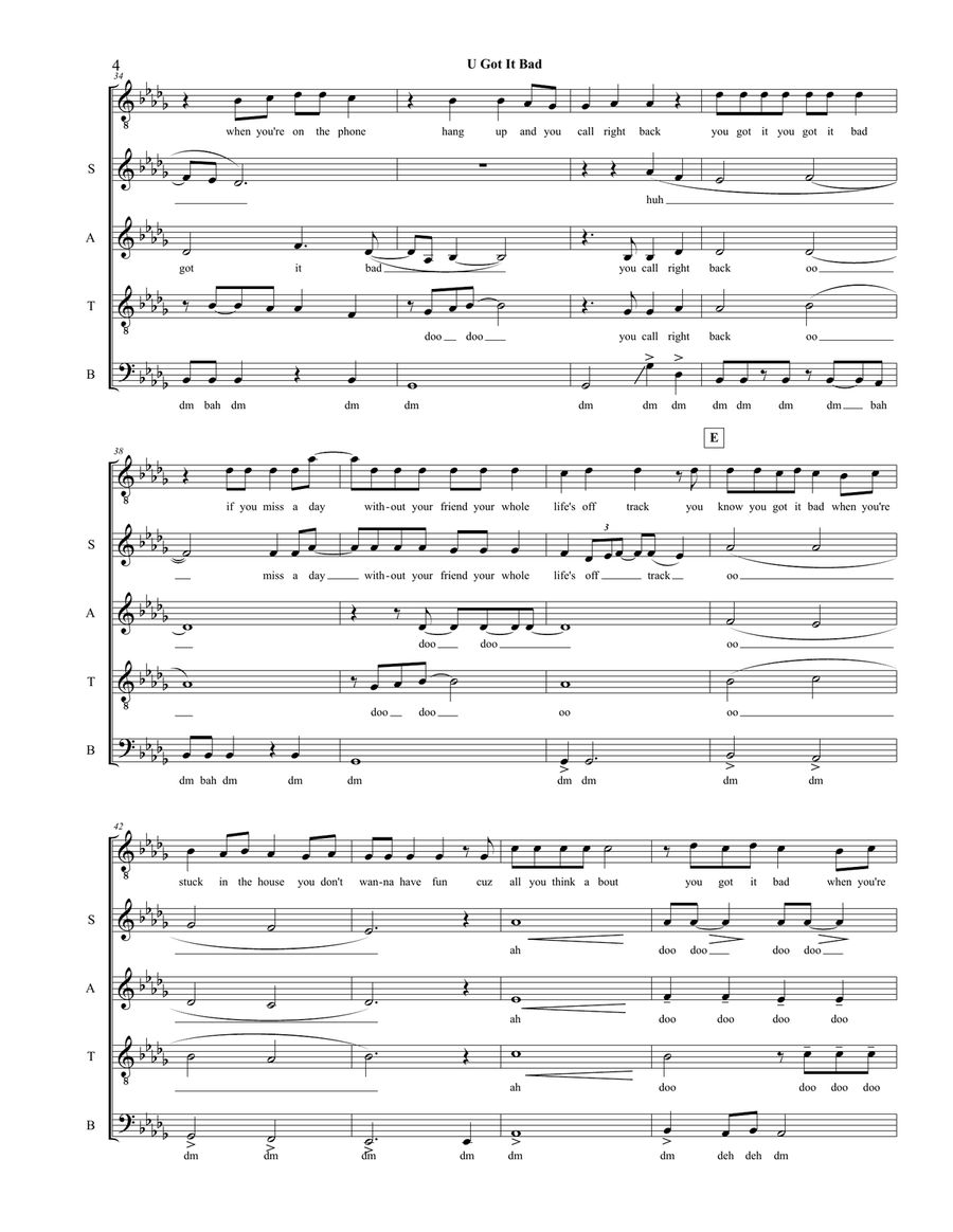 U Got It Bad 4-Part scores gallery preview page 4