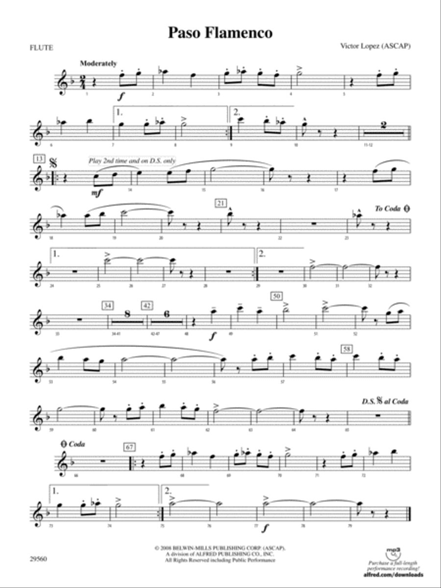 Paso Flamenco: Flute Concert Band scores gallery preview page 1