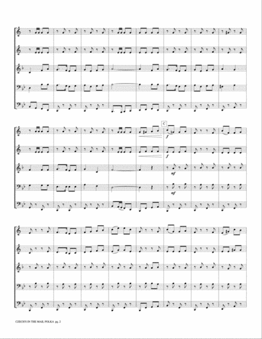 Czech's in the Mail Polka: Score Brass Quintet scores gallery preview page 3
