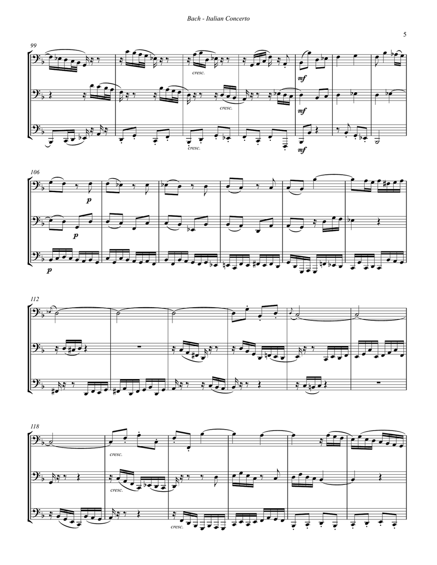 Italian Concerto BWV 971 for Tuba Trio Brass Trio scores gallery preview page 5