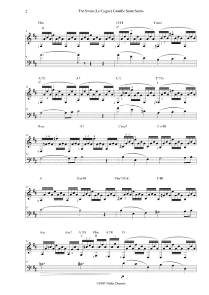 THE SWAN Camille Saint Saens for lead bass and guitar image number null