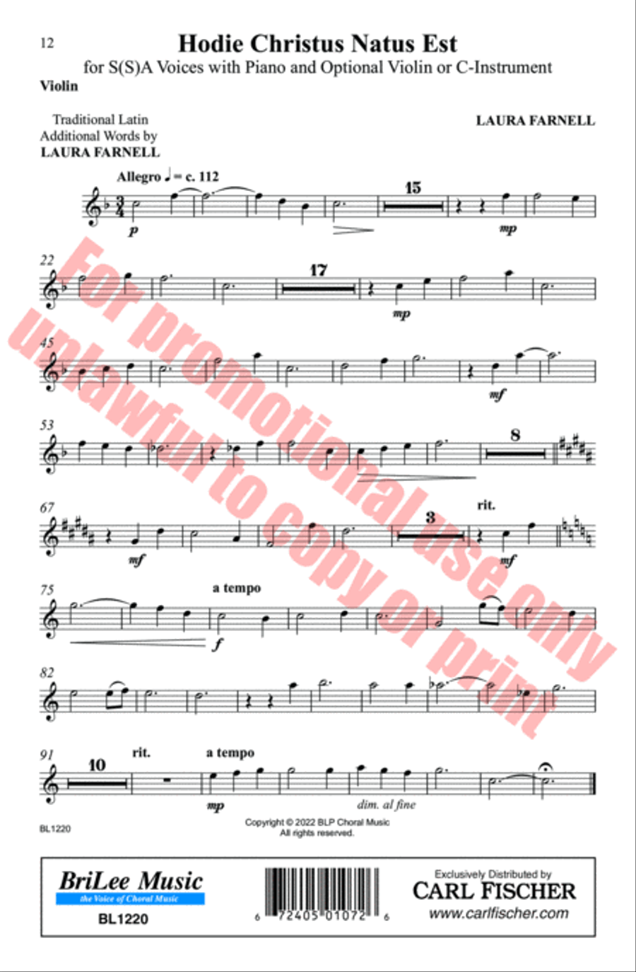 Hodie Christus Natus Est Choir scores gallery preview page 12