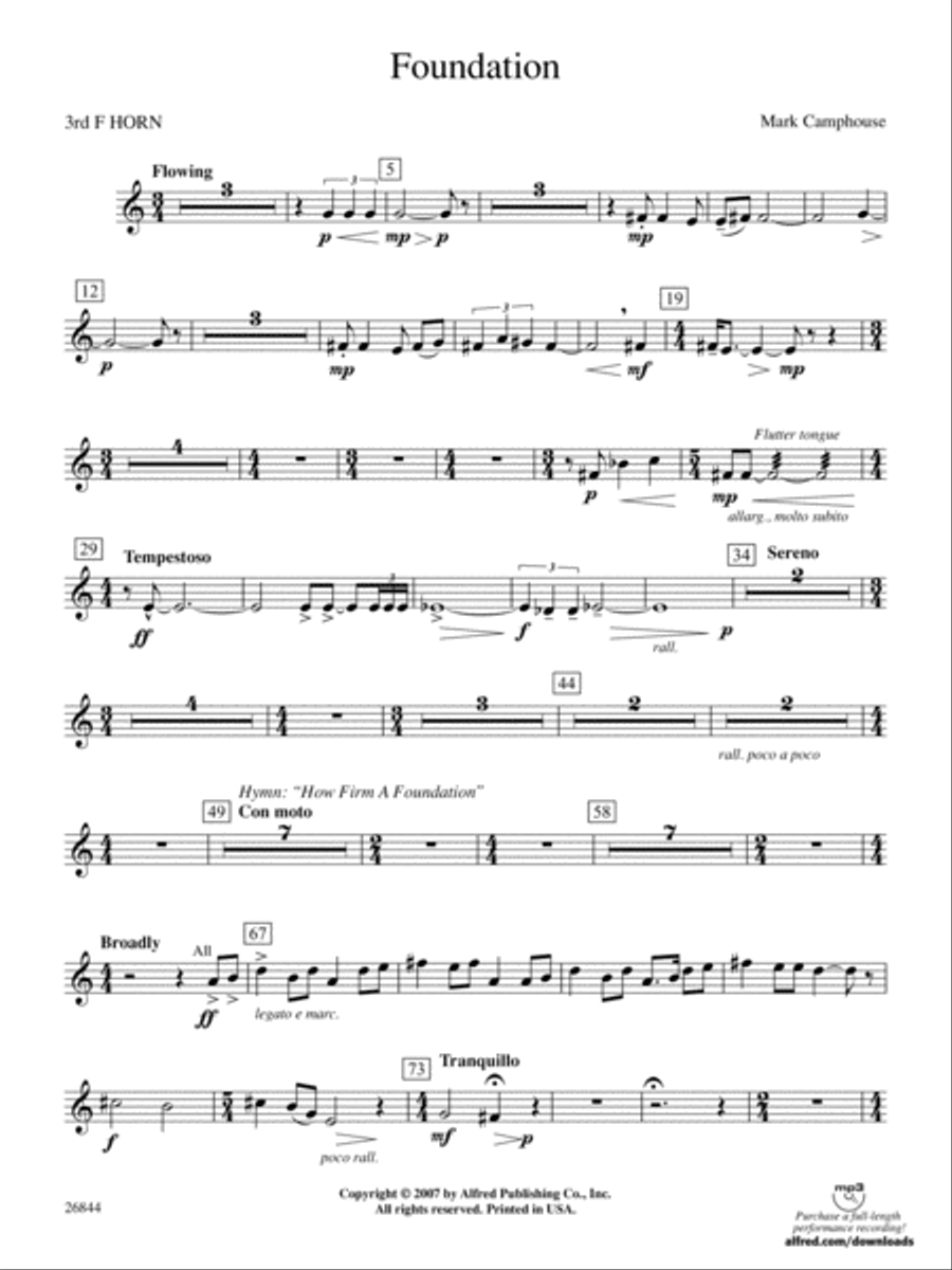 Foundation: 3rd F Horn Concert Band scores gallery preview page 1