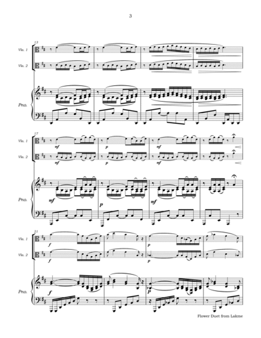 Flower Duet from Lakme for Viola Duet and Piano image number null