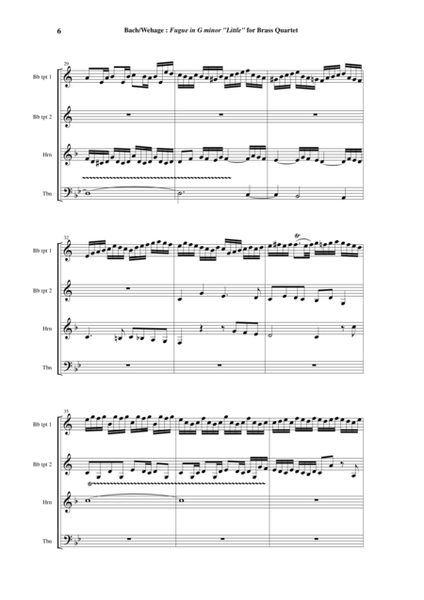 J. S. Bach: Fugue in g minor ("little"), BWV 578, arranged for two Bb trumpets, F horn and trombone