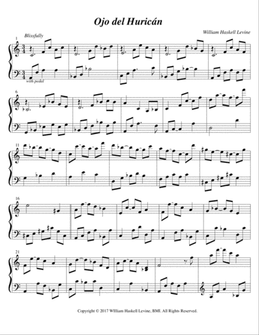 Ojo del Huracán / Eye of the Hurricane Piano Method scores gallery preview page 1