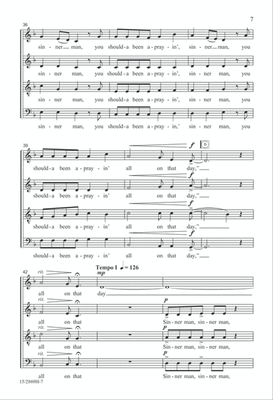 Sinner Man 4-Part scores gallery preview page 8