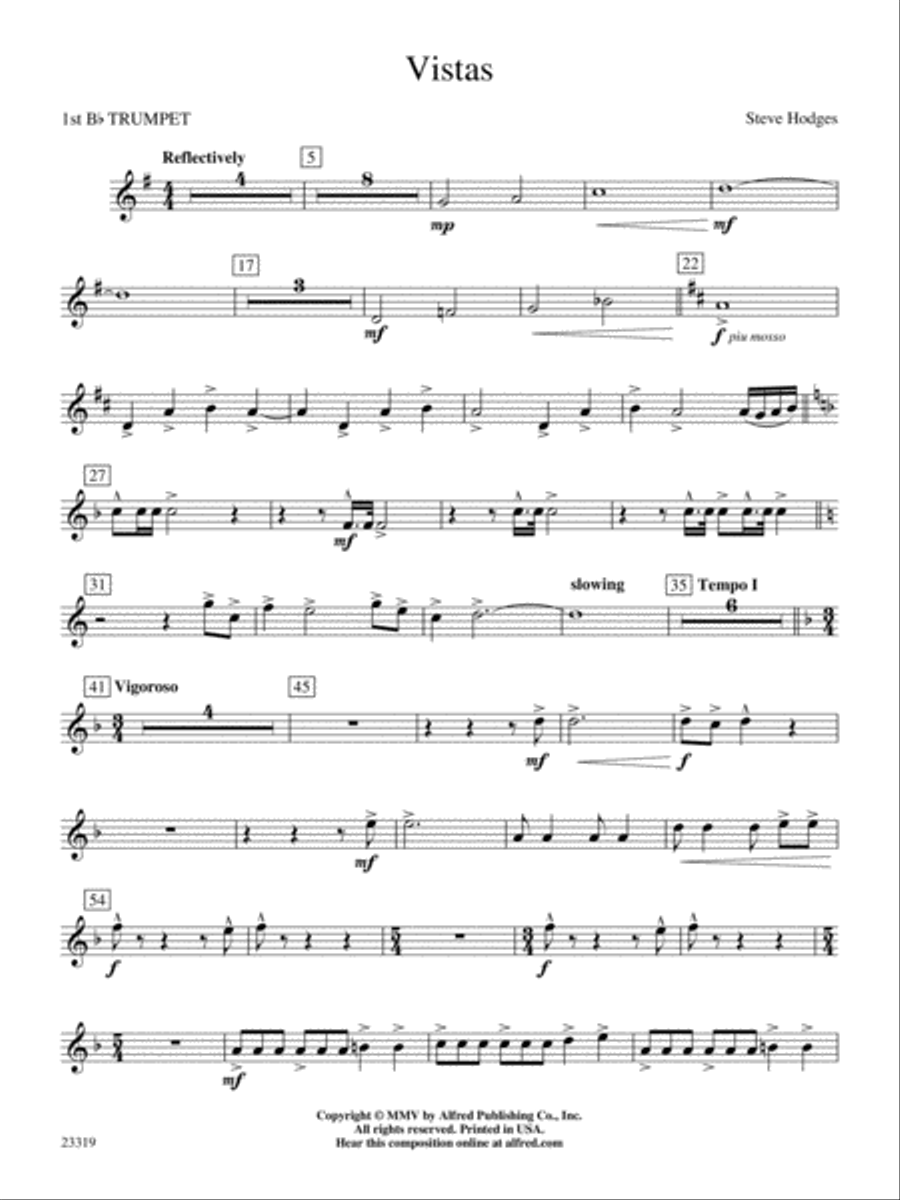Vistas: 1st B-flat Trumpet Concert Band scores gallery preview page 1