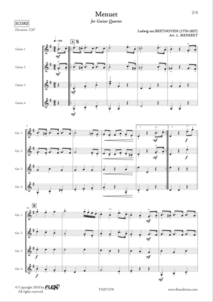 Menuet Menuet Guitar Ensemble scores gallery preview page 2