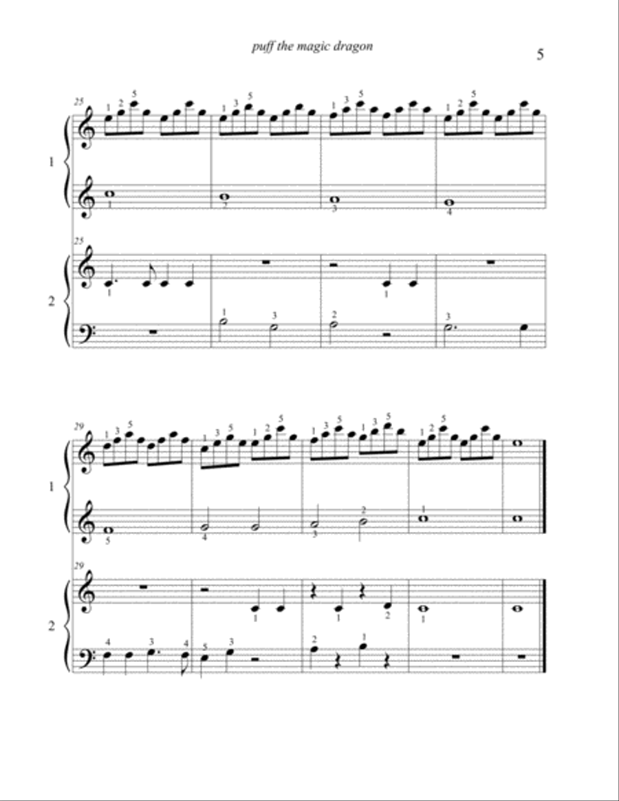 Puff The Magic Dragon Puff The Magic Dragon Easy Piano scores gallery preview page 5