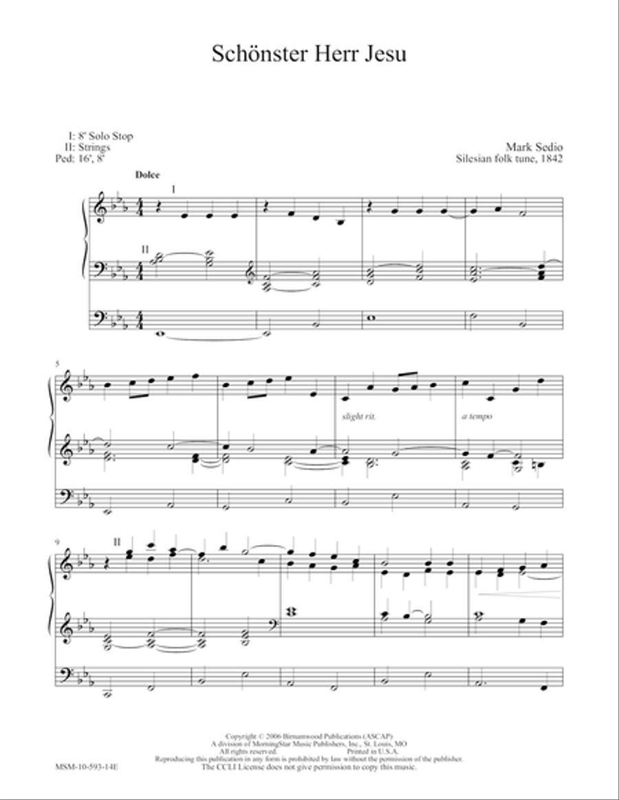 Schönster Herr Jesu Organ scores gallery preview page 1