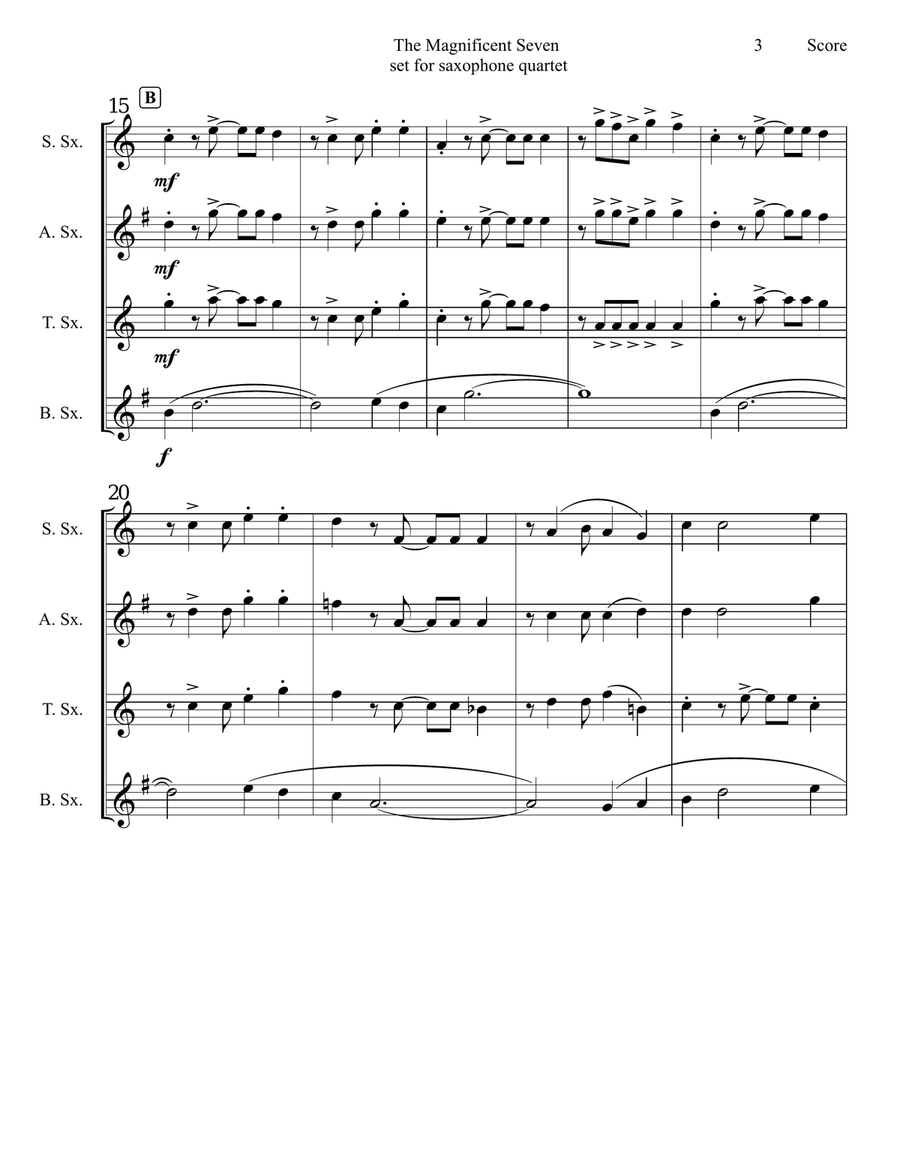 The Magnificent Seven The Magnificent Seven Saxophone Quartet scores gallery preview page 4