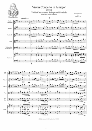 Veracini - Violin Concerto in A major CSV1R for Violin, Strings and Cembalo