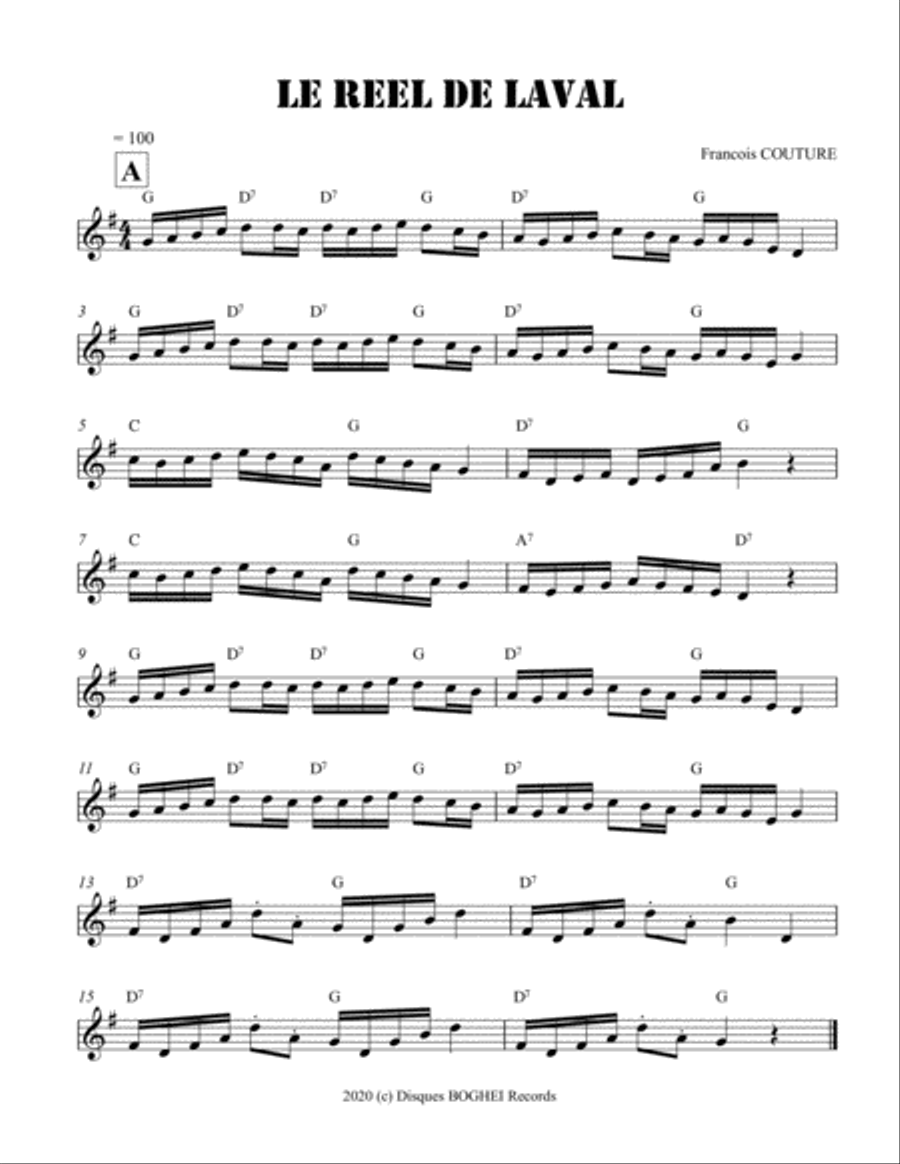 LE REEL DE LAVAL LE REEL DE LAVAL Piano scores gallery preview page 1
