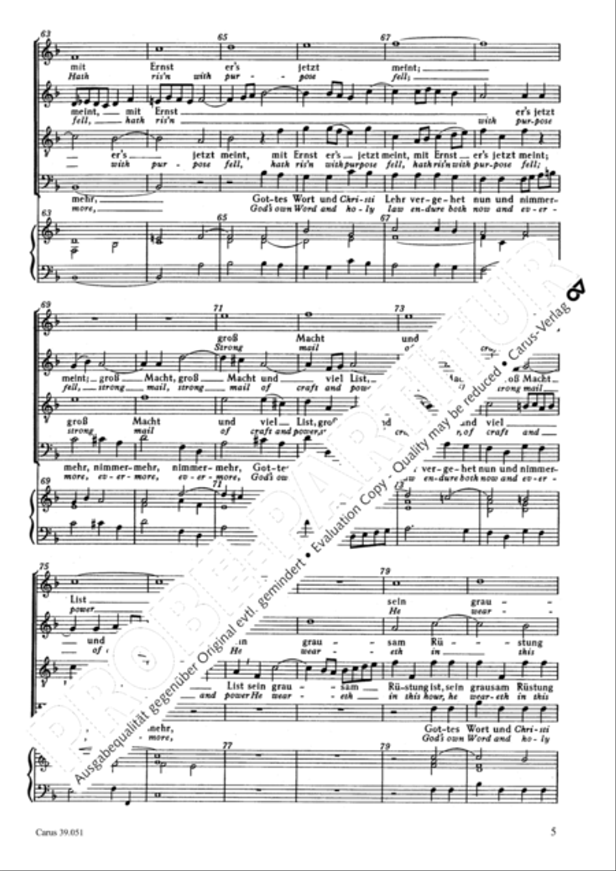 A mighty fortress is our God (Ein feste Burg ist unser Gott) 4-Part scores gallery preview page 6