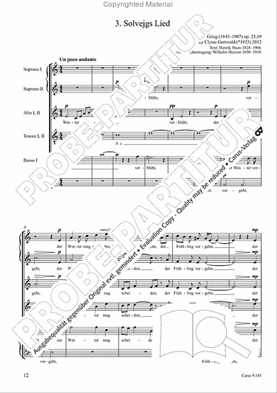 Gottwald/Grieg: Drei Lieder Choir scores gallery preview page 13
