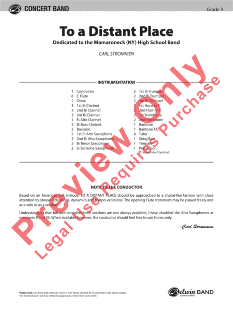 To a Distant Place Concert Band scores gallery preview page 2