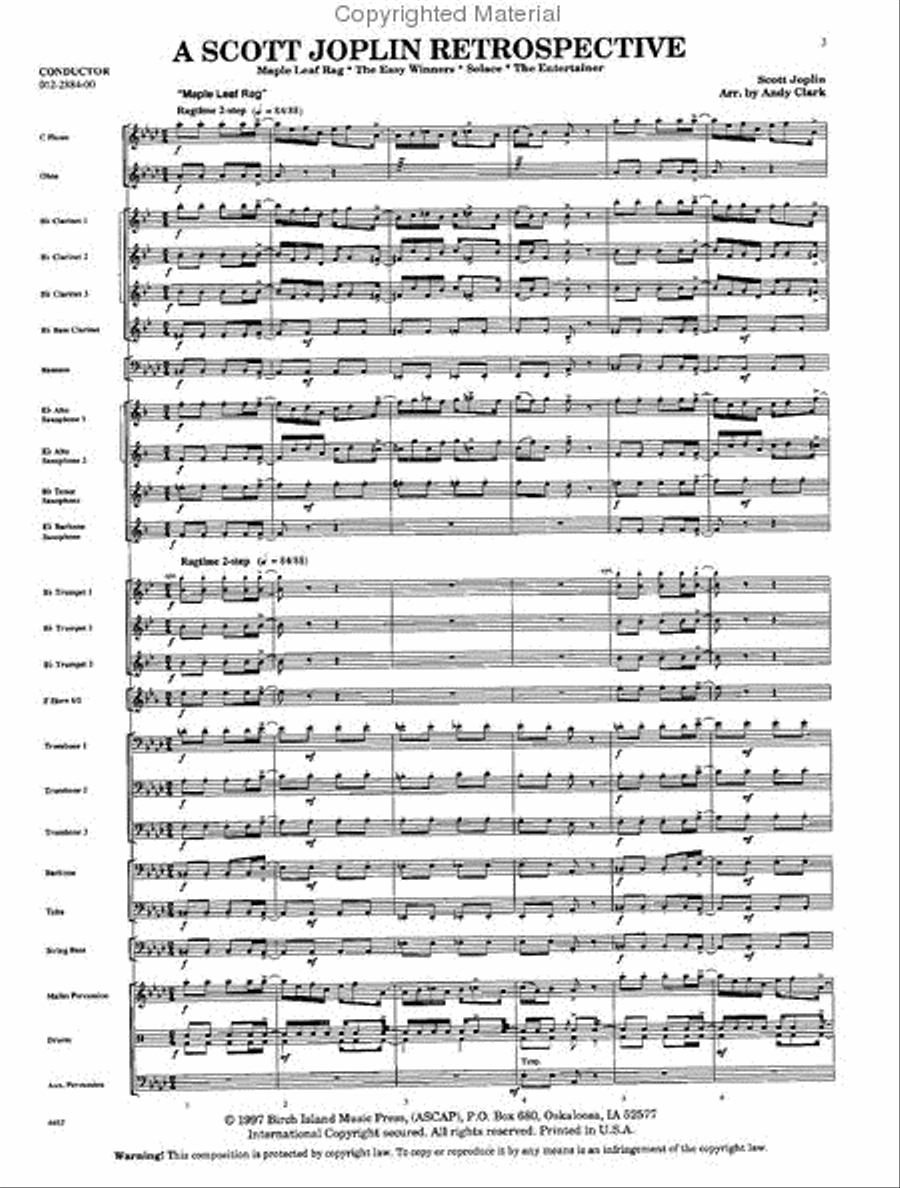 A Scott Joplin Retrospective Concert Band scores gallery preview page 2