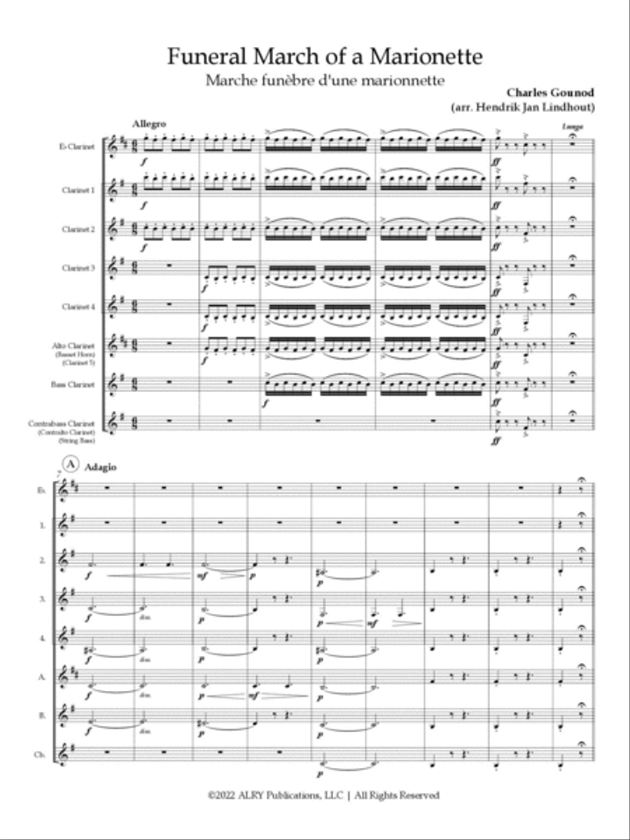 Funeral March of a Marionette for Clarinet Choir Clarinet Choir scores gallery preview page 2