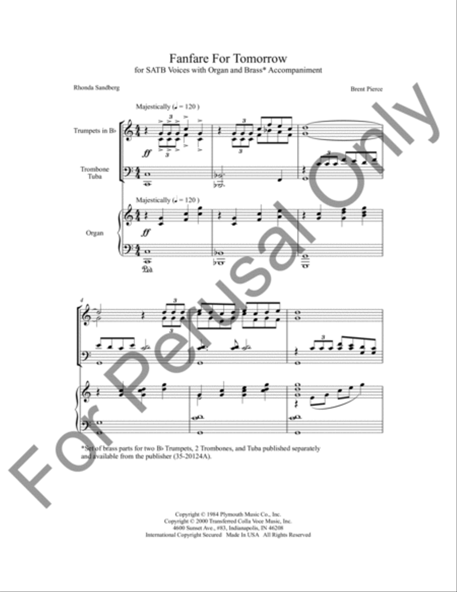 Fanfare For Tomorrow (Choral Score) 4-Part scores gallery preview page 2