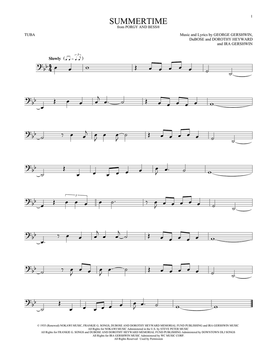 Summertime Tuba scores gallery preview page 1