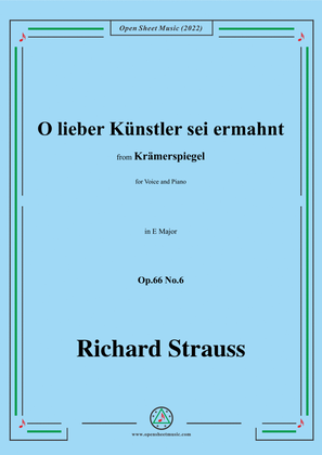 Book cover for Richard Strauss-O lieber Künstler sei ermahnt,in E Major,Op.66 No.6