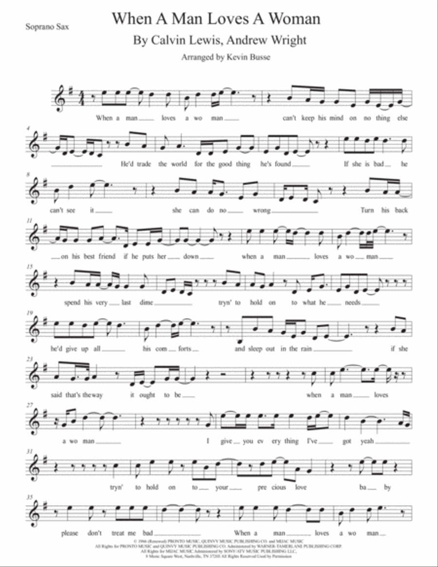 When A Man Loves A Woman When A Man Loves A Woman Soprano Saxophone scores gallery preview page 1