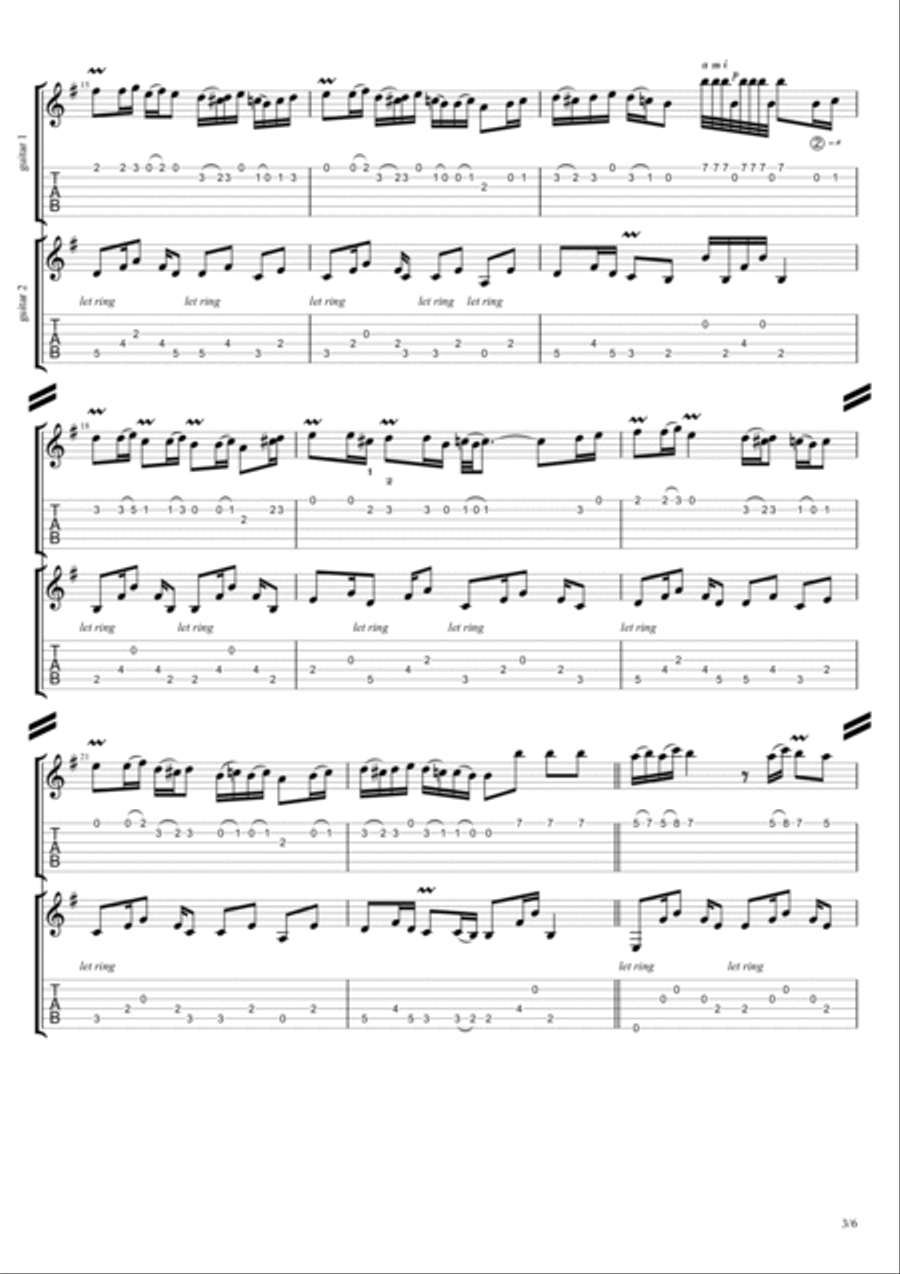 Raftim az in bagh (رفتیم از این باغ) Afghan folk song for 2 guitars Acoustic Guitar scores gallery preview page 3