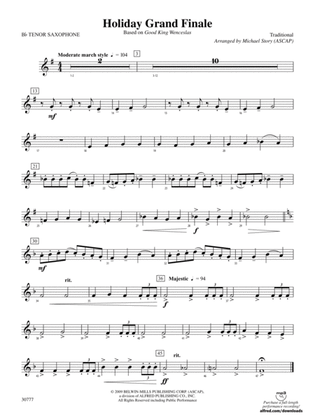 Holiday Grand Finale (Based on "Good King Wenceslas"): B-flat Tenor Saxophone