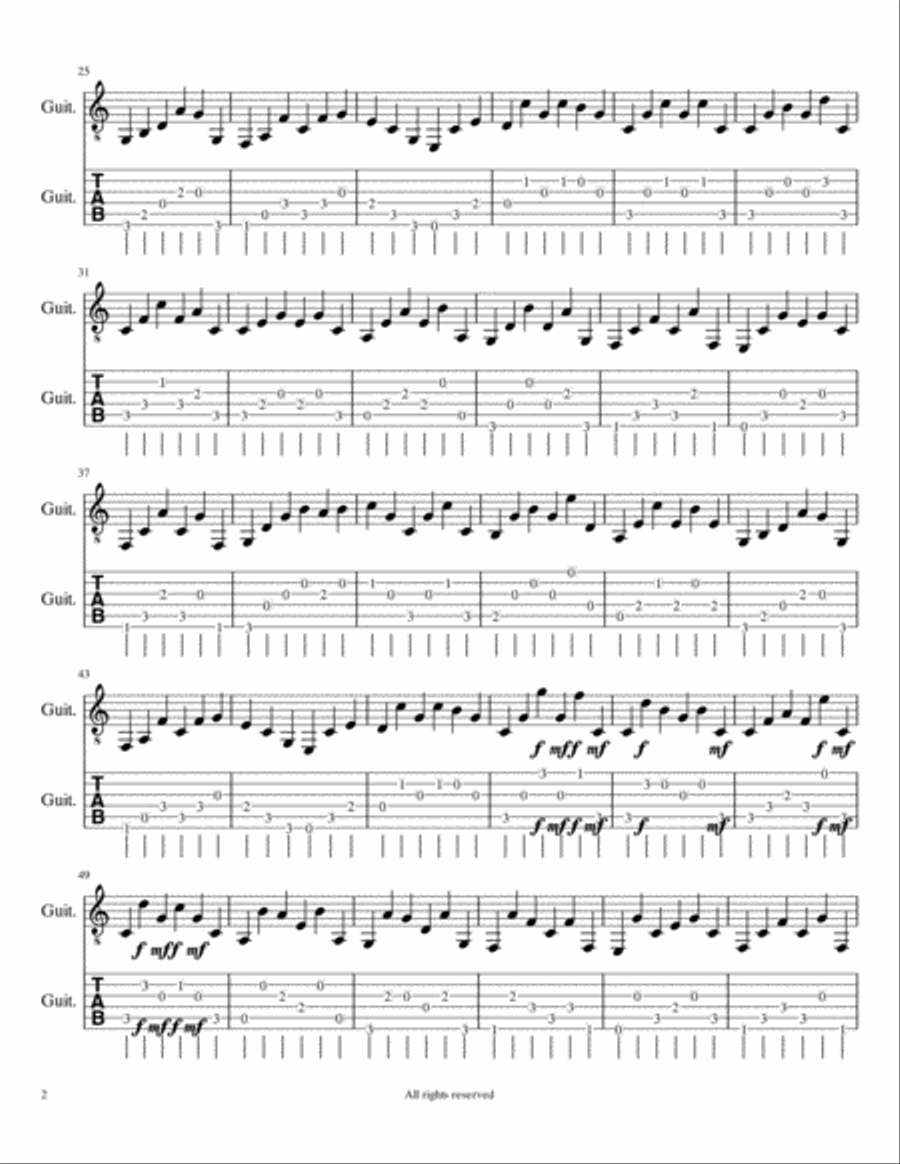 Suite 1-4 by: Ronald J. Karle Guitar Arrangement Classical Guitar scores gallery preview page 3