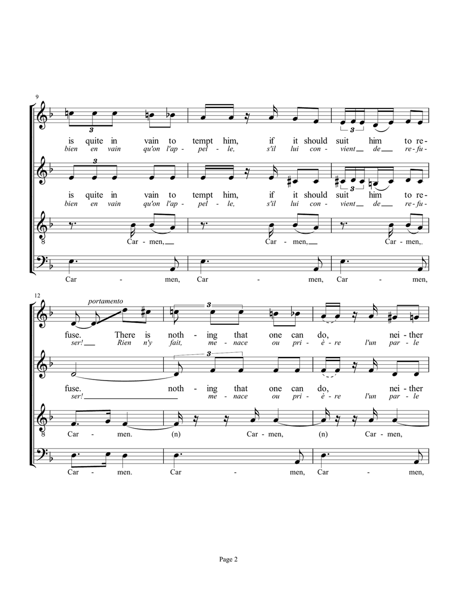 L'amour est un oiseau rebelle (Habañera from CARMEN) 4-Part scores gallery preview page 2