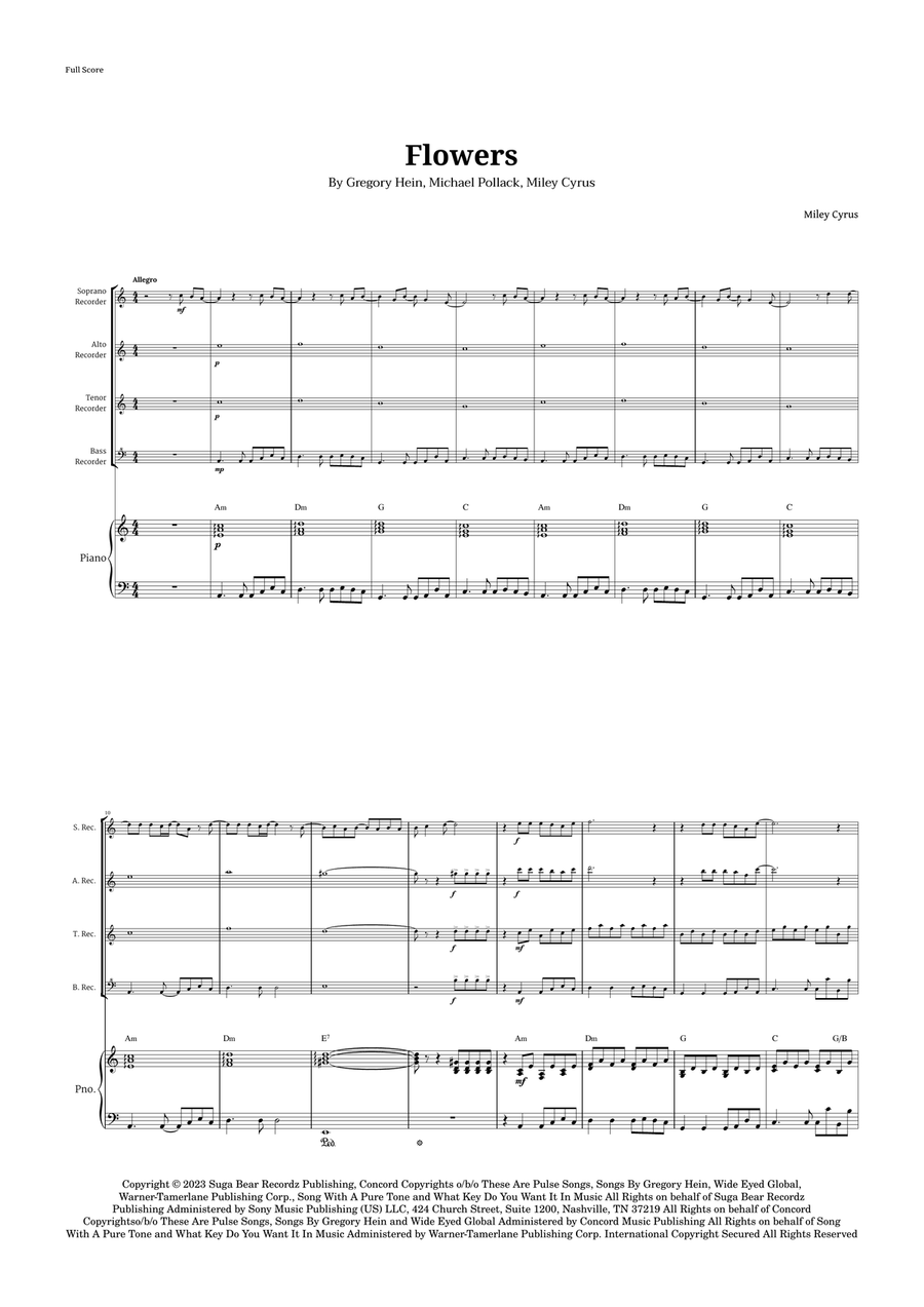 Flowers Recorder scores gallery preview page 1
