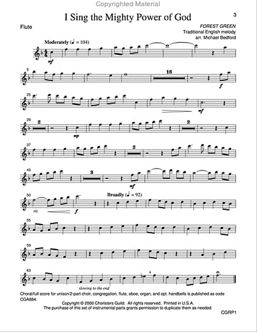 I Sing the Mighty Power of God Reproducible Instrumental Parts Flute scores gallery preview page 3